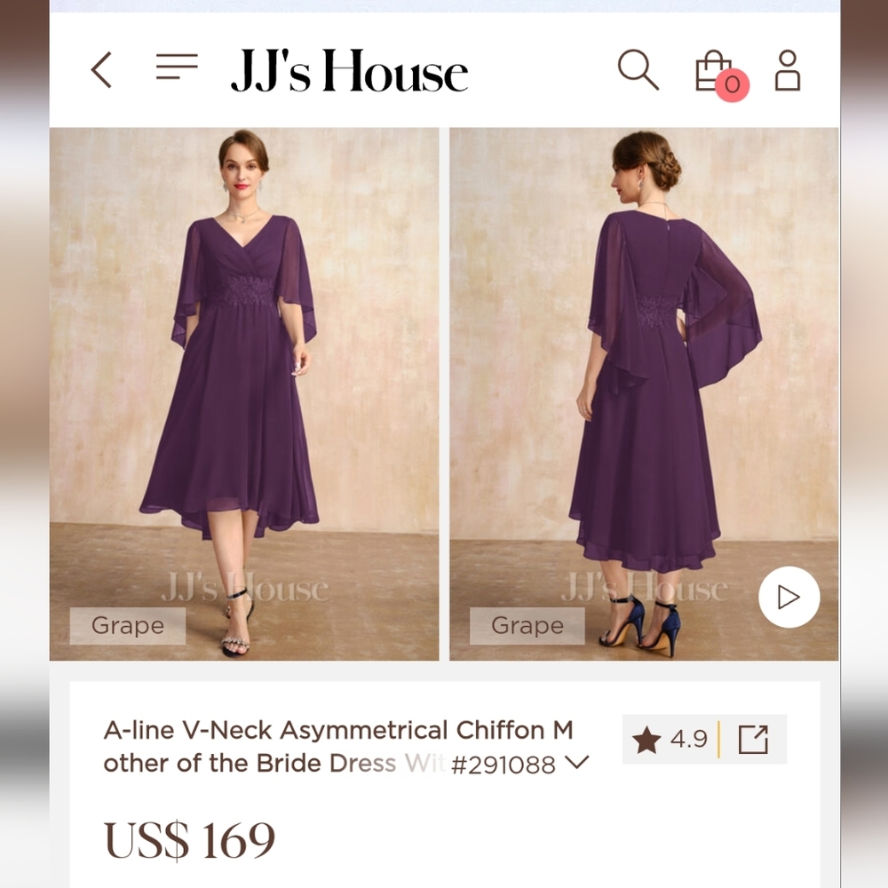 Elegant Purple A-line V-Neck Dress